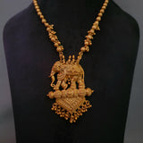 TEMPLE ELEGANT ELEPHANT DESIGN NECKLACE WITH EARRINGS