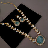 DESIGNER DOUBLET STONE NECKLACE WITH EARRINGS