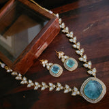 DESIGNER DOUBLET STONE NECKLACE WITH EARRINGS