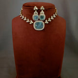 DESIGNER DOUBLET STONE NECKLACE WITH EARRINGS