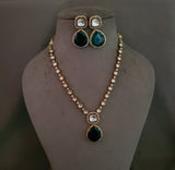 DESIGNER SEMI PRECIOSSTONE NECKLACE WITH EARRINGS