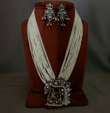 DESIGNER KRISHNA TEMPLE PENDANT NECKLACE WITH EARRINGS