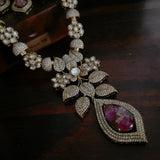 FINEST QUALITY DOUBLET STONE AND KUNDAN NECKLACE WITH EARRINGS