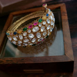 FINES QUALITY REAL GOLD PLATED POLKI KUNDAN BANGLE