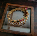 FINES QUALITY REAL GOLD PLATED POLKI KUNDAN BANGLE