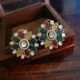 FINEST QUALITY POLKI KUNDAN MULTI COLOR STUDS