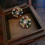 FINEST QUALITY POLKI KUNDAN MULTI COLOR STUDS