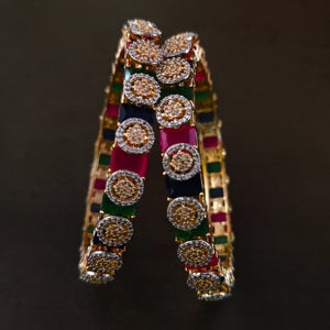FINEST QUALITY PAIR OF BANGLES WITH CZ STONE