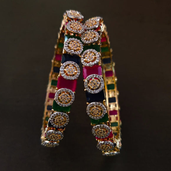 FINEST QUALITY PAIR OF BANGLES WITH CZ STONE