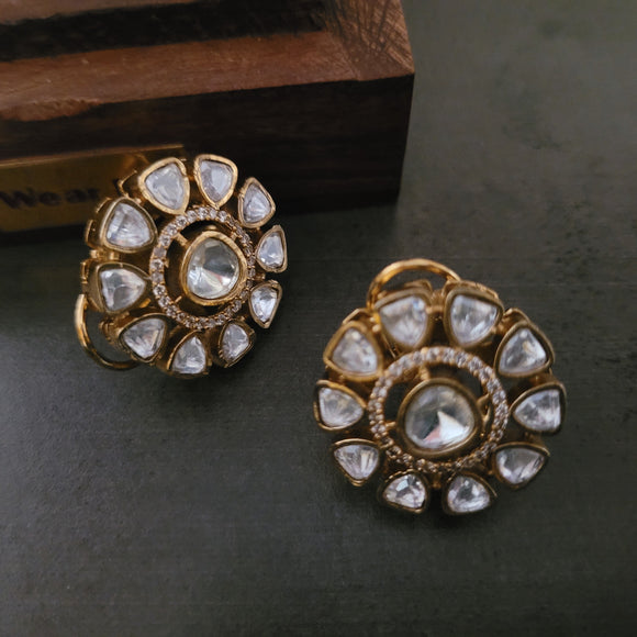 FINEST QUALITY POLKI KUNDAN STUDS