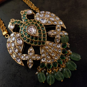 DESIGNER BIRD PENDANT WITH EARRINGS IN FINEST QUALITY AND FLUORITE STONE HANGING