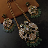 DESIGNER BIRD PENDANT WITH EARRINGS IN FINEST QUALITY AND FLUORITE STONE HANGING