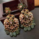 DESIGNER BIRD PENDANT WITH EARRINGS IN FINEST QUALITY AND FLUORITE STONE HANGING