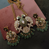 DESIGNER BIRD PENDANT WITH EARRINGS IN FINEST QUALITY AND FLUORITE STONE HANGING