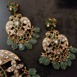 DESIGNER BIRD PENDANT WITH EARRINGS IN FINEST QUALITY AND FLUORITE STONE HANGING