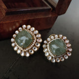 EXCLUSIVE NATURAL STONE KUNDAN CHOKER WITH EARRINGS