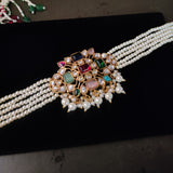 DESIGNER MULTI COLOR KUNDAN CHOKER WITH EARRINGS
