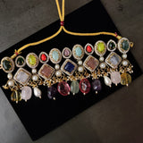 EXCLUSIVE NATURAL STONE CHOKER WITH EARRINGS