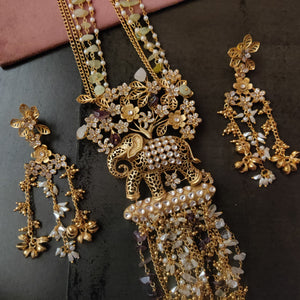 EXCLUSIVE HANDMADE ELEPHANT NECKPIECE WITH SEMI PRECIOUS STONES