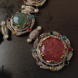 DESIGNER MULTI COLOR KUNDAN CHOKER WITH EARRINGS