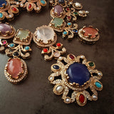 EXCLUSIVE DESIGNER DOUBLET STONE NECKLACE WITH EARRINGS