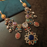 EXCLUSIVE DESIGNER DOUBLET STONE NECKLACE WITH EARRINGS