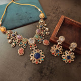 EXCLUSIVE DESIGNER DOUBLET STONE NECKLACE WITH EARRINGS