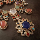 EXCLUSIVE DESIGNER DOUBLET STONE NECKLACE WITH EARRINGS