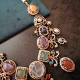 EXCLUSIVE DESIGNER DOUBLET STONE NECKLACE WITH EARRINGS