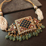 DESIGNER JADAU NATURAL FLOURITE HANGING CHOKER WITH EARRINGS
