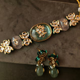 NATUAL FLOURITE STONE CHOKER WITH EARRINGS