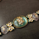 NATUAL FLOURITE STONE CHOKER WITH EARRINGS