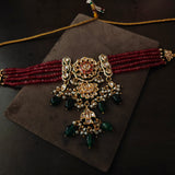 FINEST QUALITY BIKANERI KUNDAN CHOKER WITH EARRINGS