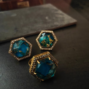 FINEST QUALITY DOUBLET STONE EARRINGS AND RING SET