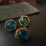 FINEST QUALITY DOUBLET STONE EARRINGS AND RING SET