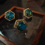 FINEST QUALITY DOUBLET STONE EARRINGS AND RING SET