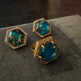 FINEST QUALITY DOUBLET STONE EARRINGS AND RING SET