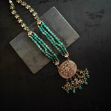 EXCLUSIVE ROSE QUARTZ KUNDAN JADAU PENDANT WITH SEMI PRECIOUS STONE STRING AND HANGINGS