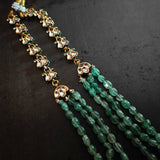 EXCLUSIVE ROSE QUARTZ KUNDAN JADAU PENDANT WITH SEMI PRECIOUS STONE STRING AND HANGINGS