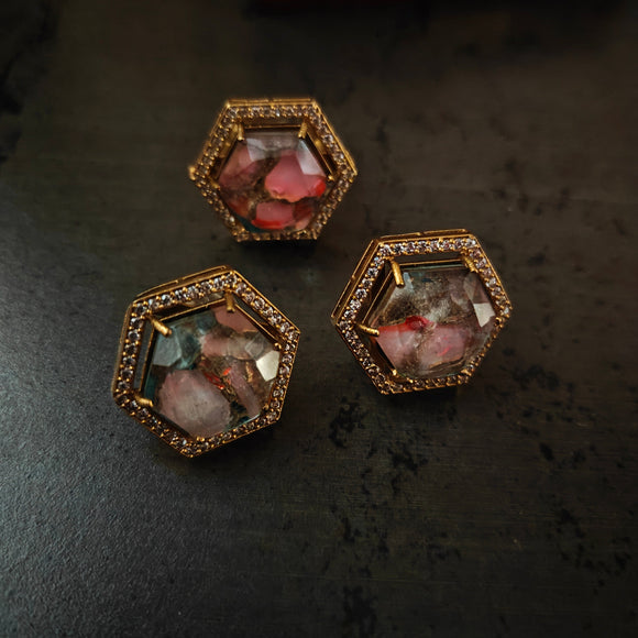 EXCLUSIVE DOUBLET STONE EARRINGS AND RING SET