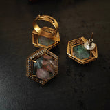 EXCLUSIVE DOUBLET STONE EARRINGS AND RING SET