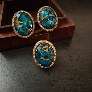 EXCLUSIVE DOUBLET STONE EARRINGS AND RING SET