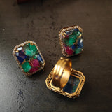 EXCLUSIVE DOUBLET STONE EARRINGS AND RING SET