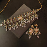 FINEST QUALITY BIKANERI KUNDAN CHOKER WITH EARRINGS