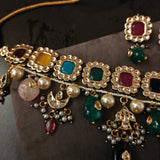 FINEST QUALITY NAVRATAN CHOKER WITH KUNDAN AND EARRINGS