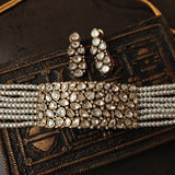 STATEMENT POLKI KUNDAN CHOKER WITH EARRINGS