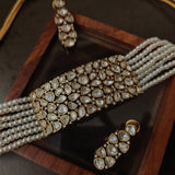 STATEMENT POLKI KUNDAN CHOKER WITH EARRINGS