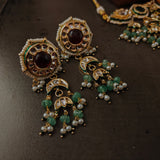 FINEST QUALITY BIKANERI KUNDAN CHOKER WITH EARRINGS