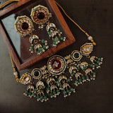 FINEST QUALITY BIKANERI KUNDAN CHOKER WITH EARRINGS