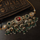 FINEST QUALITY BIKANERI KUNDAN CHOKER WITH EARRINGS